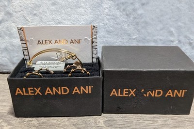 Alex and Ani Nutcracker + 4 Rings Wire Bangle Bracelet Two Tone Gold Silver 