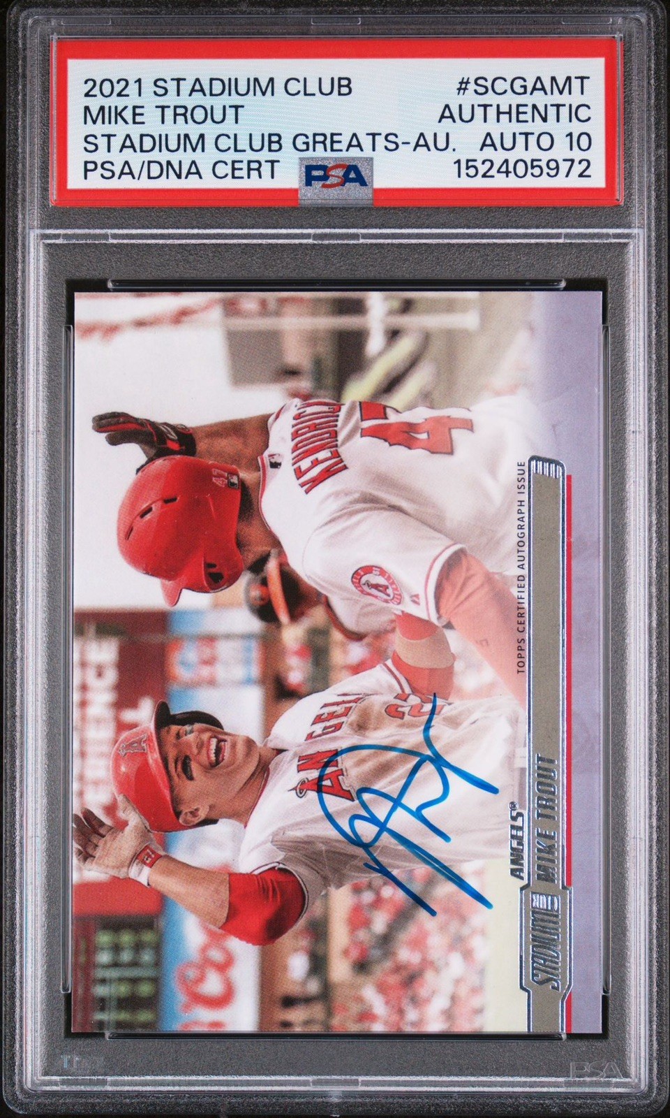 2021 Stadium Club Mike Trout Auto Stadium Club Greats /25 PSA Authentic Auto 10