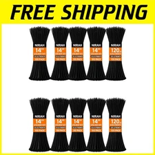 14" Black Zip Ties 1000 Pack - 120 lbs Strength