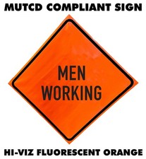 36" & 48" Men Working Orange Vinyl MUTCD Roll-Up Traffic Safety Sign