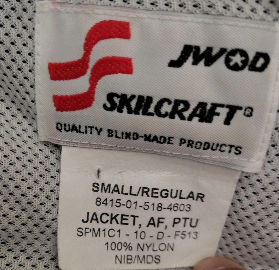 Chaqueta De Colección Fuerza Aérea de EE. UU. Skilcraft Jwod Pequeña Mediana Malla Forrada Reflectante Capucha Cremallera Foto 4 de 4