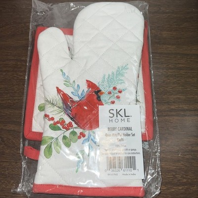 SKL Home Berry Cardinal Oven Mitt And Pot Holder Set - 8x8'', Multi