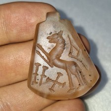 Roman Old Carnelian Agate Stone Animal Seal Engraving Pendant