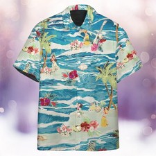 Hula Dancers Hawaiian Shirt Floral Tropical Aloha Shirt Gifts Gifts For Beach L