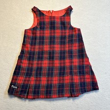 Vintage Disney Store Winnie the Pooh Plaid Tartan Jumper Dress Red Girls 2T