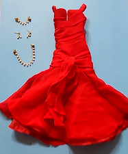 TONNER UNBRANDED RED SWEETHEART FITTED BODICE W/FULL SKIRT JEWELRY FOR 16
