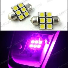 2x Pink LED Bulbs 31mm Festoon 6-SMD Dome Map Light Lavender
