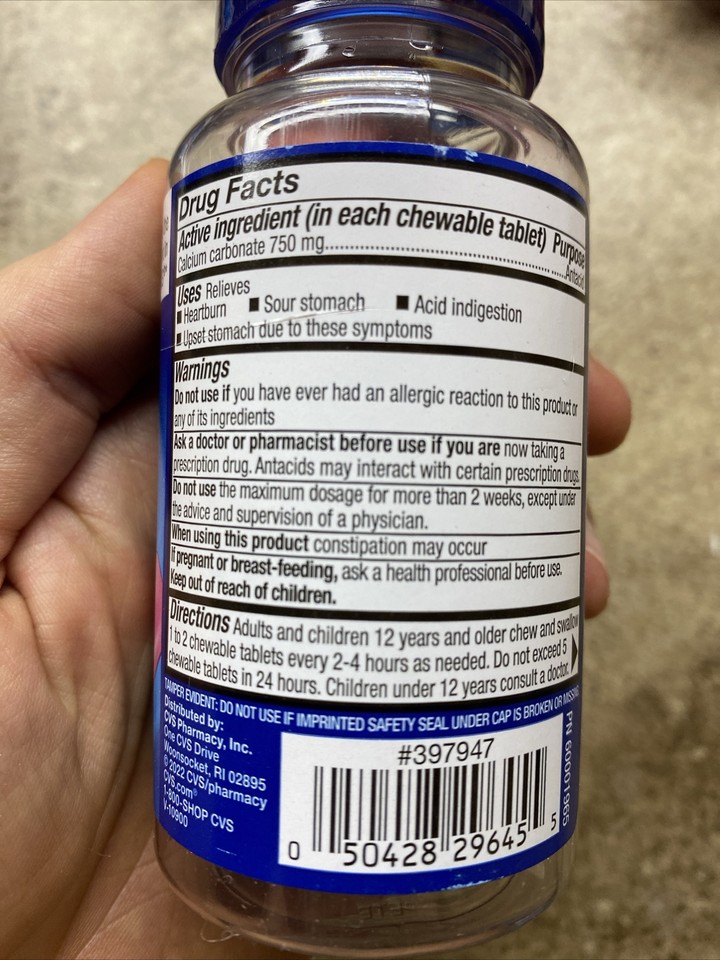 3 PACK CVS Extra Strength Antacid Chews 750 Mg Wild Berry Flavor 92