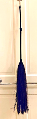 Ancien fouet crop flogger équestre cuir tressé vintage avec vrais crins