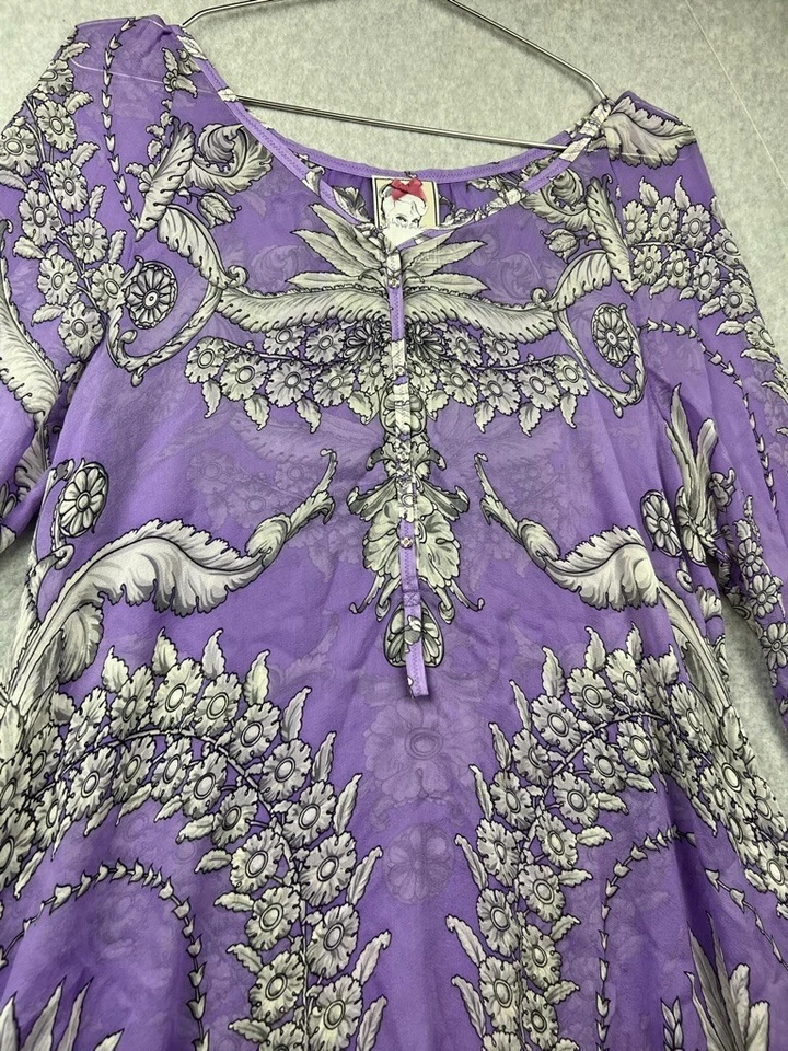 Vestido túnica de seda Yoana Baraschi para mujer talla S puro flujo costal boho chic verano Foto 4 de 4