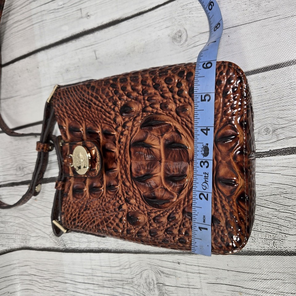 BRAHMIN Melbourne Marley Xbody Croc Embossed Bag Pecan Purse eBay