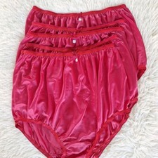 6 Red Large Underwear Granny panties Soft Nylon Briefs Woman Mans Waist 42"-50"