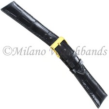 20mm Morellato Black Glossy Genuine Alligator Padded Stitched Watch Band 1860