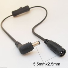 1pc 55cm Right Angle 2.5x5.5mm Male to Female Jack DC Cable with On Off Switch