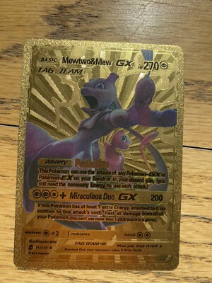 Tag Team Mewtwo & Mew GX Shiny Silver Foil Pokemon Card Mint