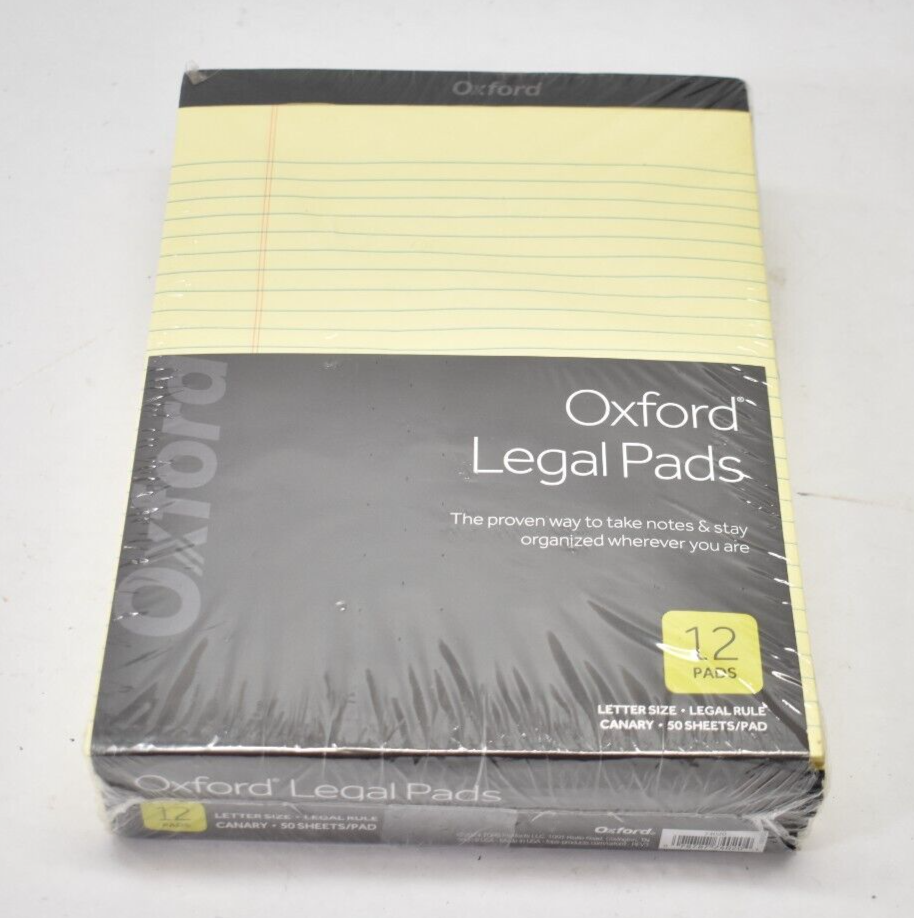 Oxford Legal Pads 12 Pack Letter Size 50 Sheets Wide Ruled Yellow