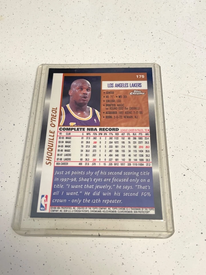 1999 Topps Chrome Shaquille O'Neal #175 - Image 2 of 2