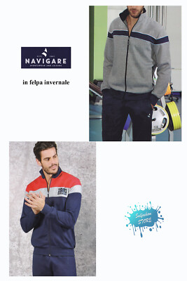 Tuta uomo in felpa invernale full zip con elastici ai polsi e caviglie  NAVIGARE | eBay