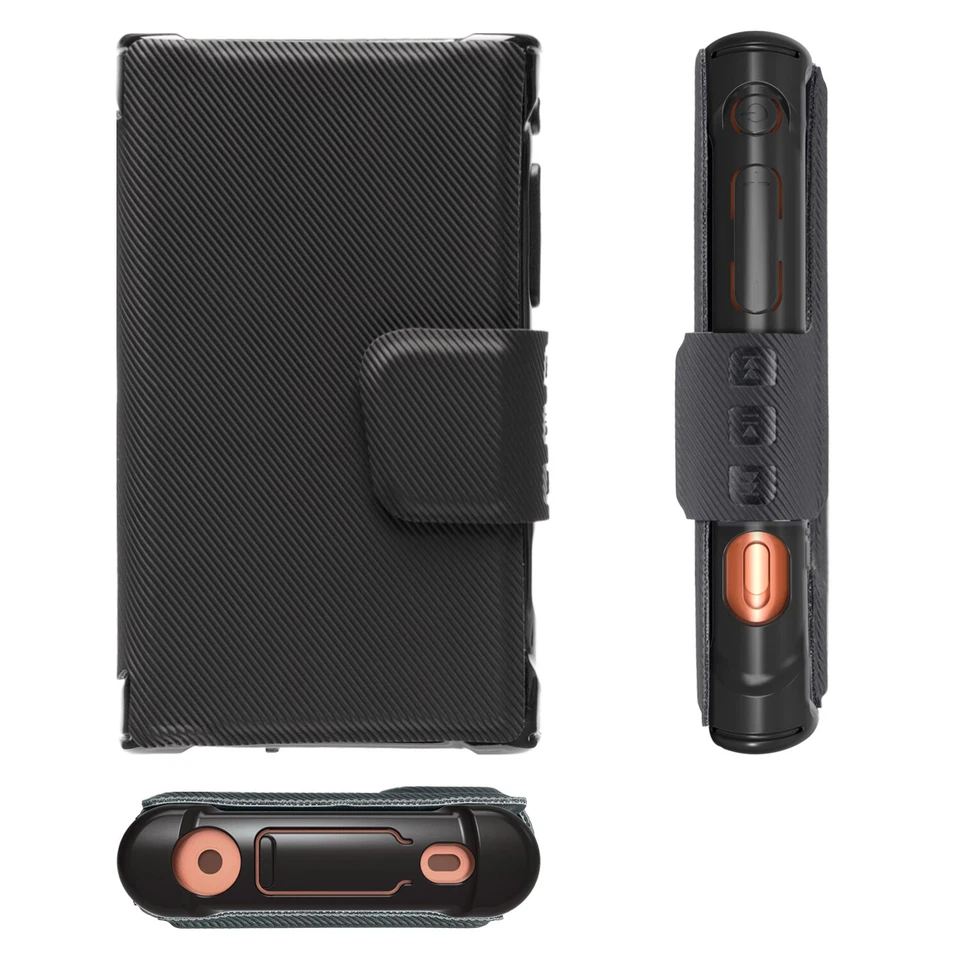 PU Leather Flip Case for Sony Walkman NW-A55L, NW-A56 Cover + Screen Prot, Black - Image 3 of 4