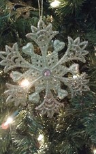 Pretty New Kurt Adler 5" Icy Blue Glitter/Snowflake Christmas Ornament B