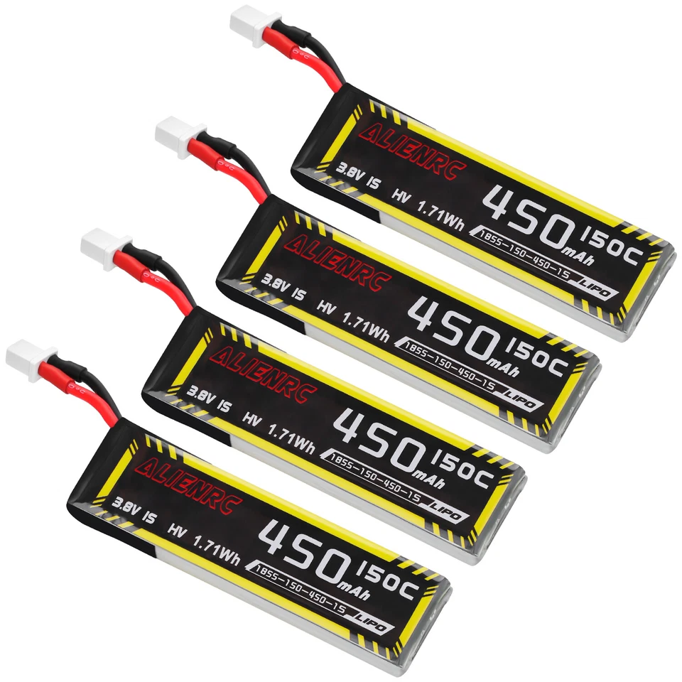 32 PCS ALIENRC 1S HV 3.8V Lipo Battery 450mAh 150C BT2.0 Plug for RC Helicopter - Bild 3 von 4