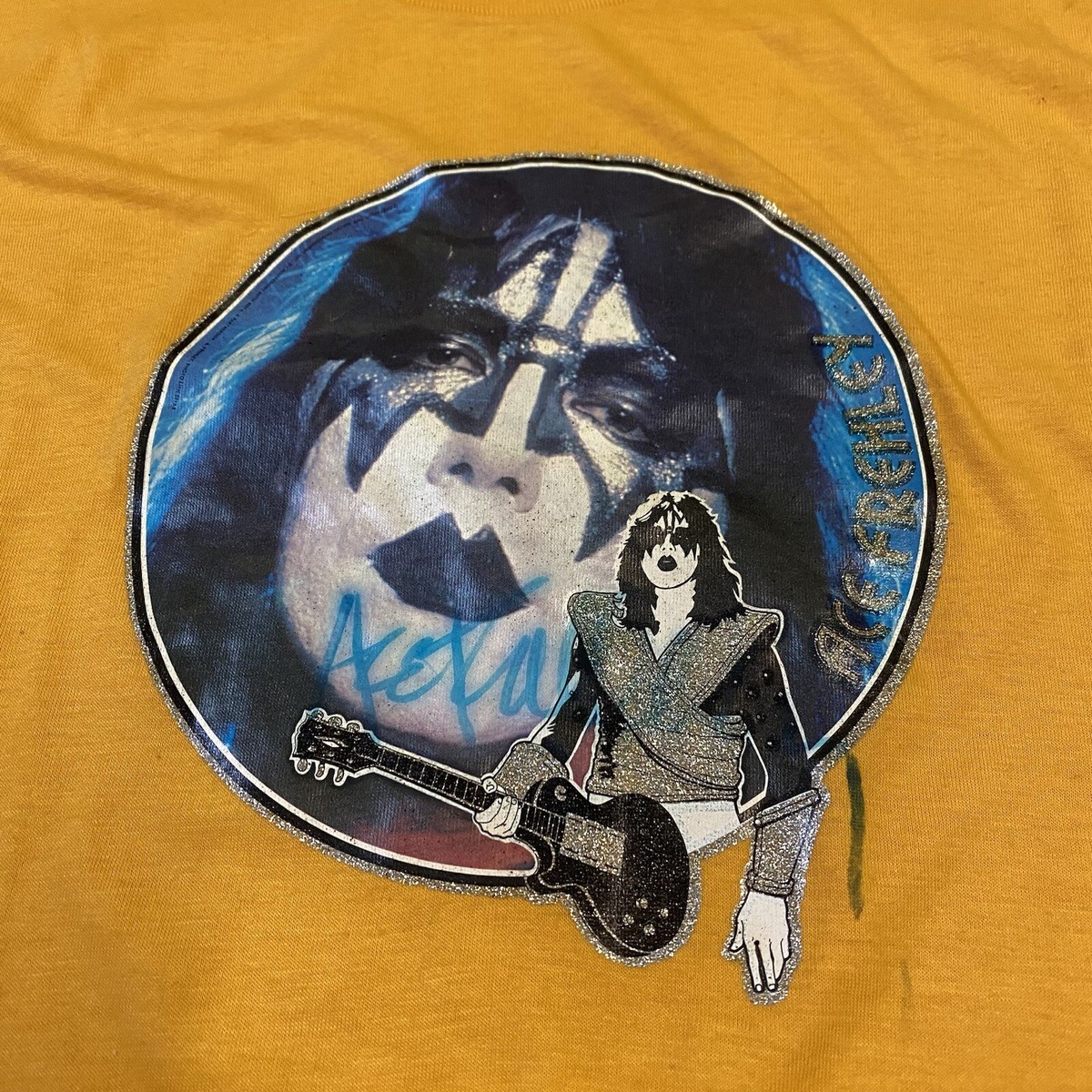 トップス vintage made in USA ACE FREHLEY tee el Vintage 70s 80s Ace Frehley Tee Shirt Signed Single Stitch