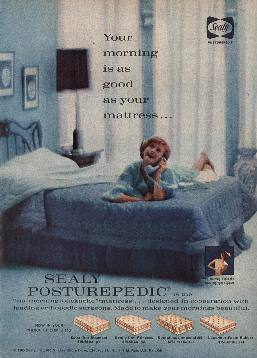 1963 Sealy Mattress Morning Is As Good As Mattress Vintage Print