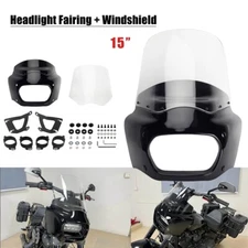 For Harley Fat Bob 2018-2024 Windscreen Front Headlight Fairing w/15" Windshield