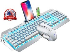 Combo Teclado Y Mouse Gamer Inalambrico Con LED Retroiluminado USB Recargable US