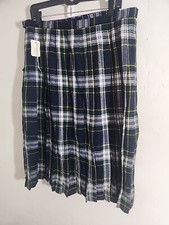 vintage tartan plaid skirt 18 carroll reed wool kilt wrap blue green 33-35"w