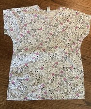 Scrubs By Nick And Sarah Gray And Pink Floral Scrub Top