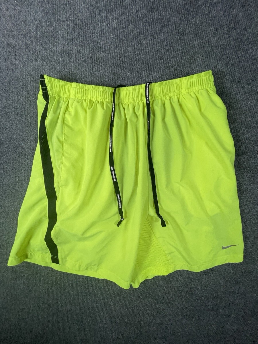 Nike Shorts Men's Size Medium Neon Yellow Dri Fit Lined Running