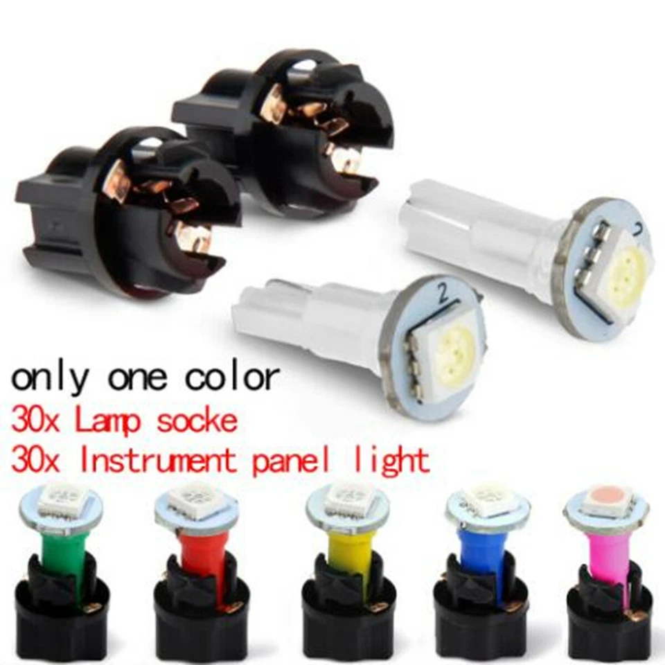 Car T5 LED Twist Socket Instrument Panel Lights Mix Bulb Green Red Blue White - Image 4 of 4