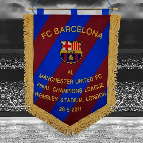 FC Barcelona v Manchester United Champions League Final 2011 Pennant 48cm x 36cm