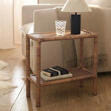 The White Company Woven Natural Rattan Cartmel Sofa Side Table Rustic Handmade: