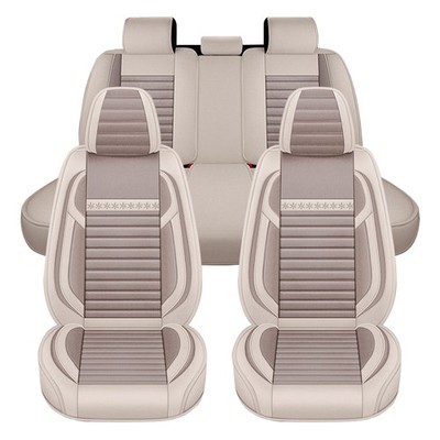 Autositzbezug fürDodge 5-Seats Leinen Warm Beige  Leinen Sitzkissen