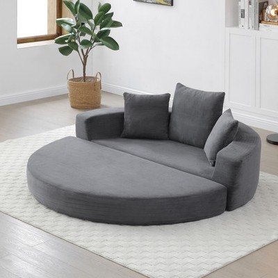 Queen Size Foldable Sofa Bed, Corduroy Futon with Foam, No Assembly, Gray