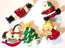 5 Vintage Christmas Button Covers Nutcracker Santa Festive Holiday Accessory h-