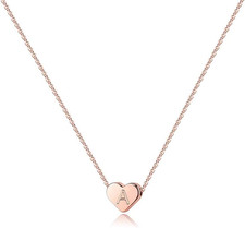 Tiny Heart Initial Necklaces for Girls - 14K Rose Gold Filled Heart Pendant Hand
