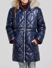 Tommy Hilfiger Kids Blue Big Girls Diamond Quilt Hooded Puffer Jacket Size M