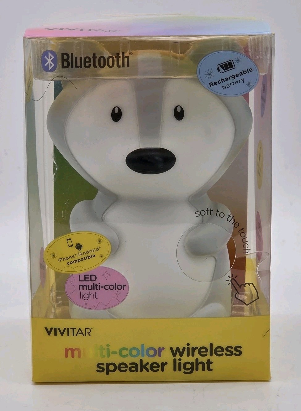 Parlante Inalámbrico Vivitar Multicolor con Luz LED Bluetooth Recargable Racoon, imagen 3