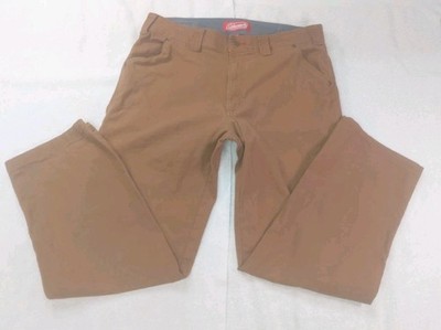 Coleman Men's 34x30 Carpenter Utility Work Pants Brown Stretch Waistband VGC