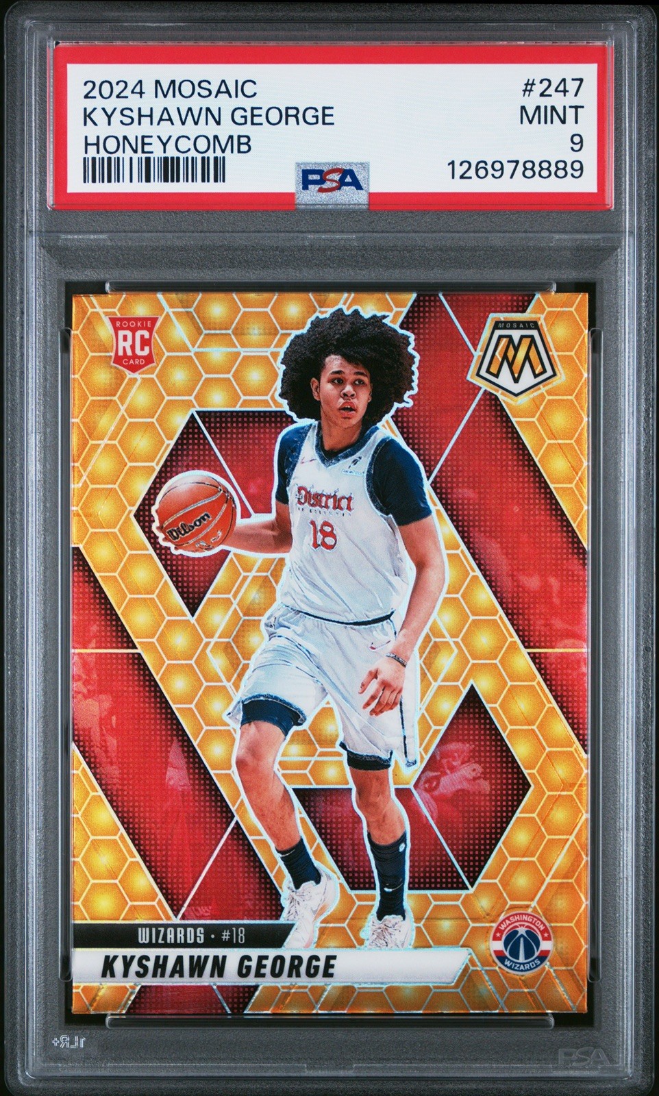 2024-25 Panini Mosaic - Kyshawn George #247 Honeycomb Prizm (RC) PSA 9 Pop 2