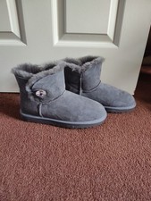 UGG Mini Bailey Button Bling Boots Grey Swarovski Crystal Women's