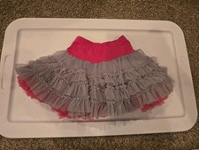 Jona Michelle Girl's Tutu Sparkle Skirt, 4 Layers FULL, Gray  Hot Pink, Sz. 6