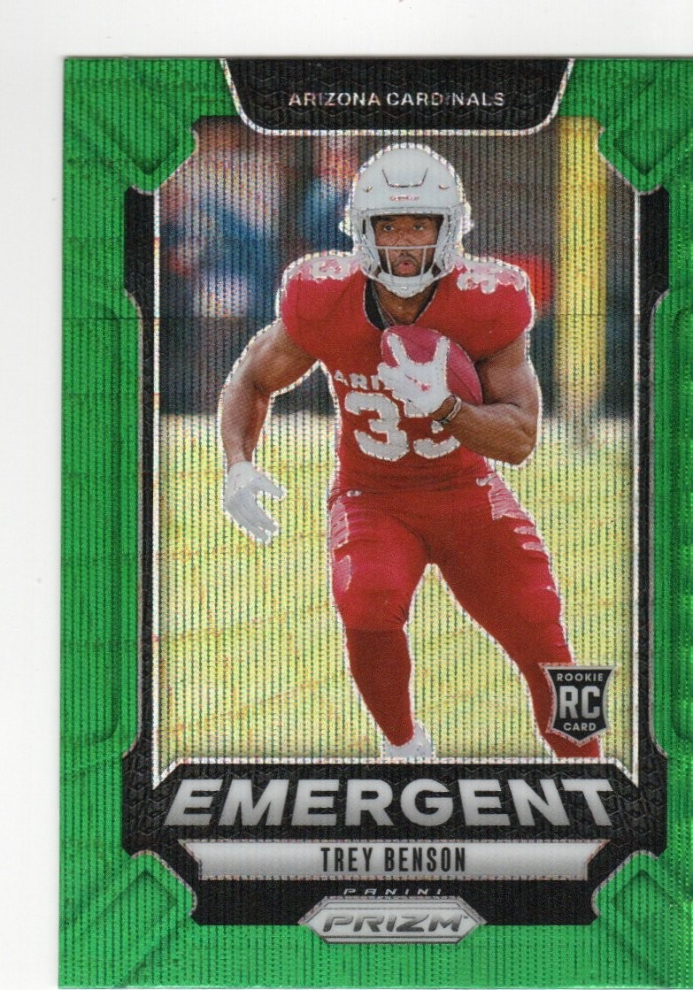 2024 Panini Prizm #17 Trey Benson Emergent Green Wave Prizm RC