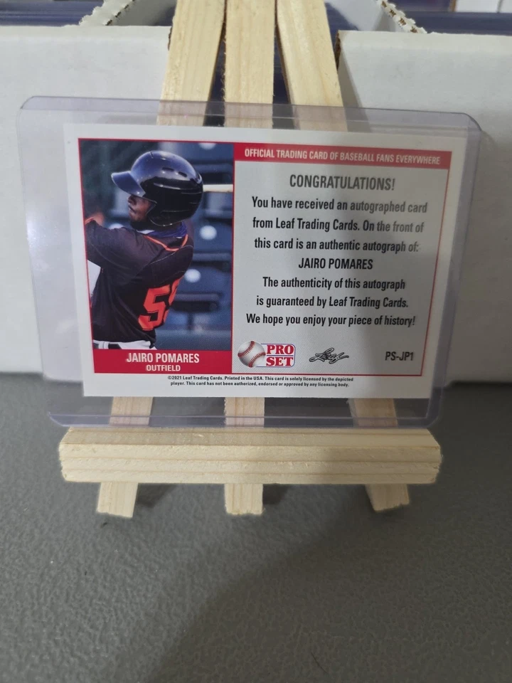 2021 Leaf Pro Set Baseball Blaster - Autographs Jairo Pomares #PS-JP1 (AU, RC) - Image 2 of 2