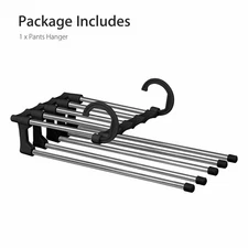5 in 1 Multi-functional Pants Rack Shelves Stainless Steel Wardrobe Magic Hanger