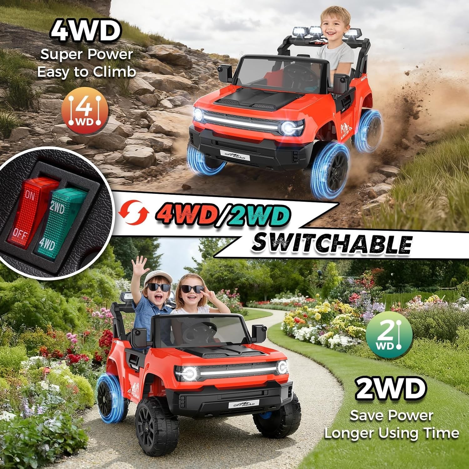 24V 2 Seater Ride on Toys for Big Kids Electric Car w/Remote Control, LED Lights