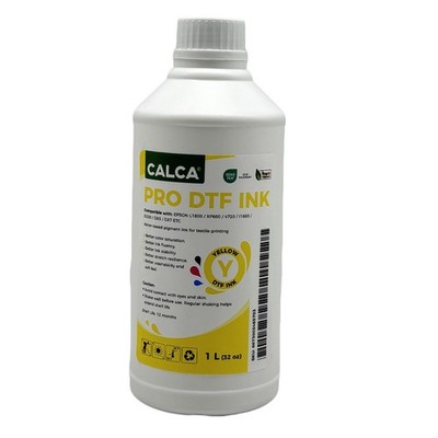 32 oz, Bottle of 1L CALCA PRO Yellow DTF Ink for Printheads Water-based